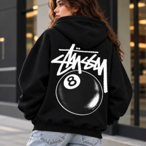 8 ball stussy hoodie model wear