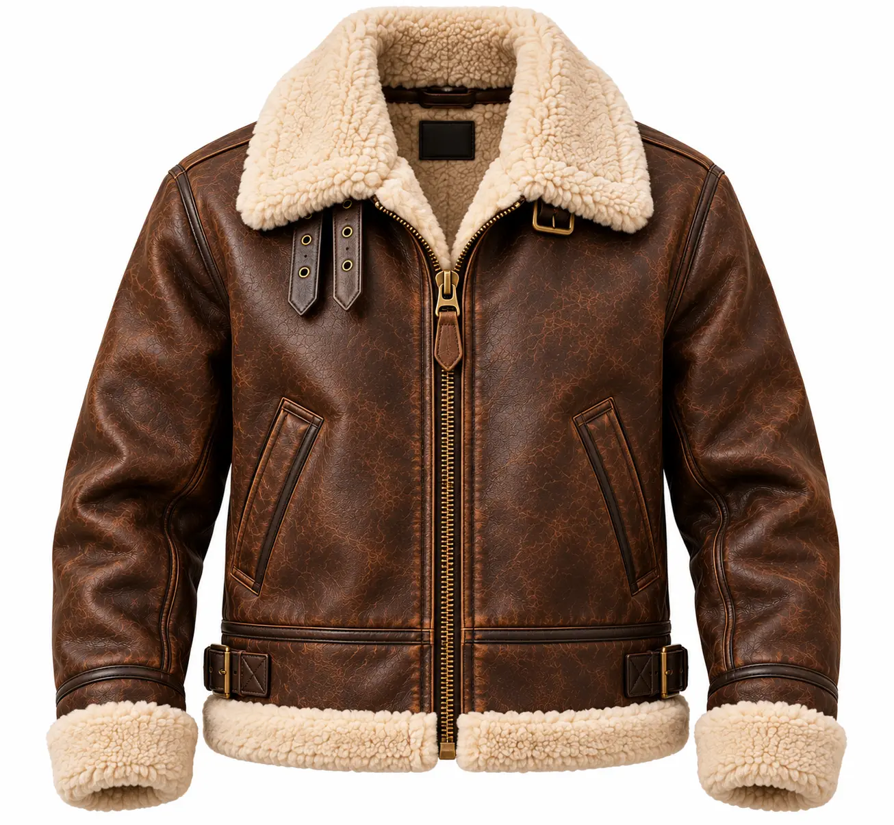B-3 Shearling Leather Bomber Jacket front