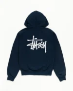 Basic Stussy Zip Hoodie Navy Back