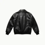 Black Boxy Fit Faux Leather Jacket Back
