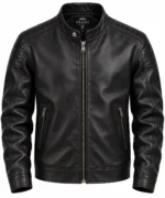 Black Cafe Racer Leather Jacket