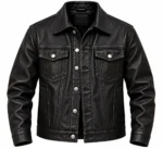 Black Leather Trucker Jacket
