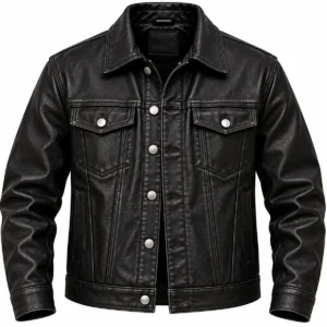 Black Leather Trucker Jacket