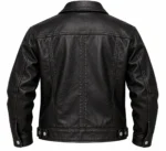 Black Leather Trucker Jacket back