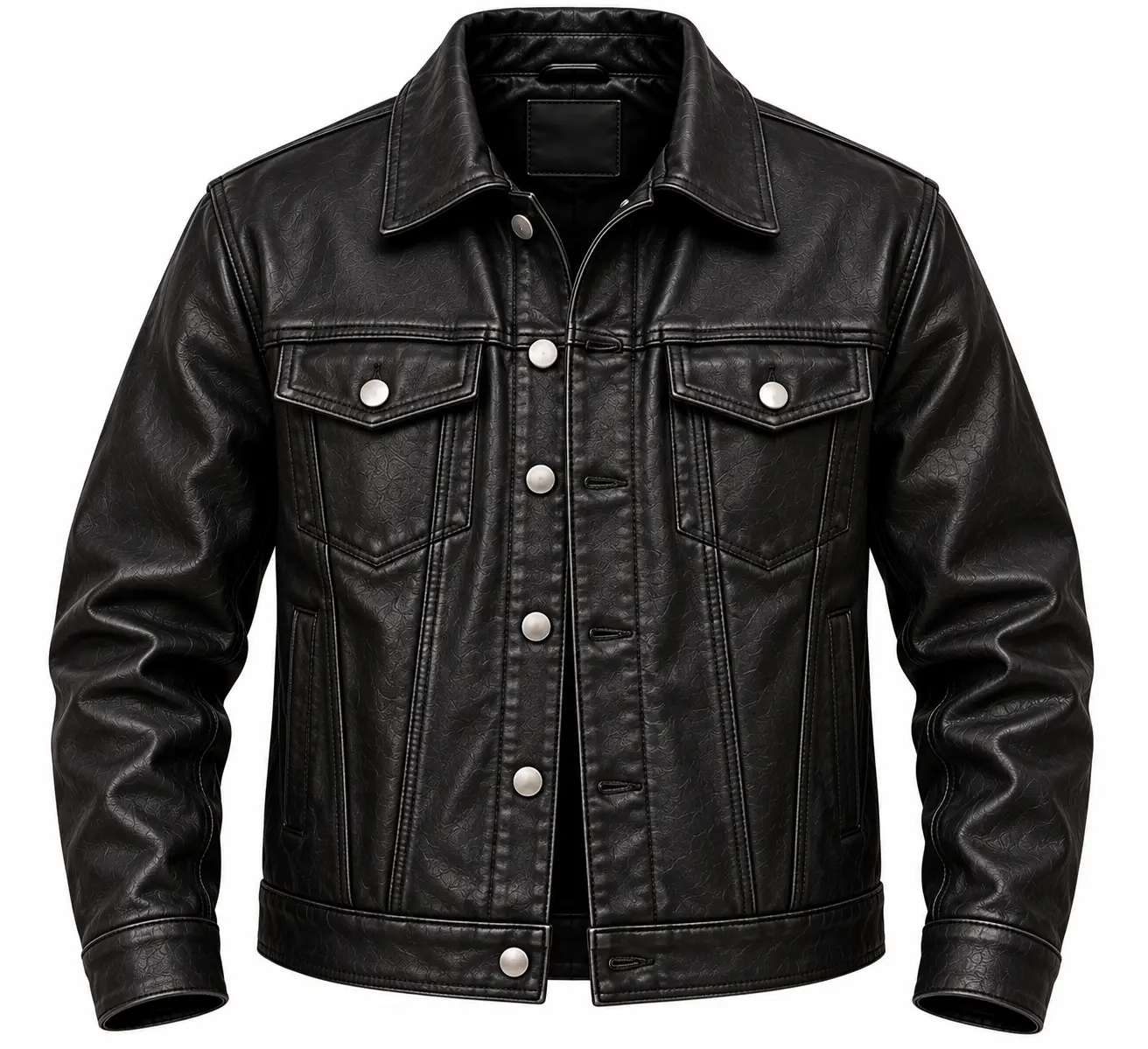 Black Leather Trucker Jacket