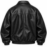 Black Oversized Leather Jacket Back