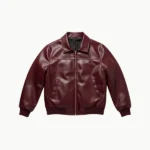 Burgundy Boxy Fit Faux Leather Jacket