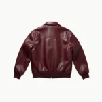 Burgundy Boxy Fit Faux Leather Jacket Back