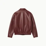Burgundy Classic Faux Leather Jacket Back