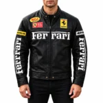 Ferrari F1 Black Leather Racing Jacket