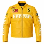 Ferrari F1 Yellow Leather Racing Jacket