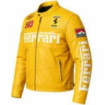 Ferrari F1 Yellow Leather Racing Jacket Side View