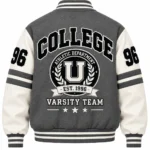 Grey Black Varsity Jacket Back
