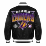 Los Angeles Lakers Starter Black Triangle Varsity Jacket back view