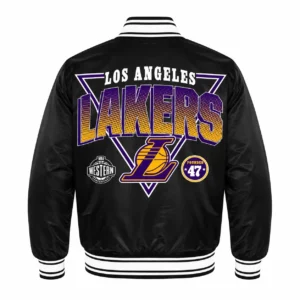 Los Angeles Lakers Starter Black Triangle Varsity Jacket back view