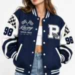 Old Navy Letterman Jacket front look model wear
