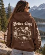 Oversized Brown Hoodie Model Wear Back Look