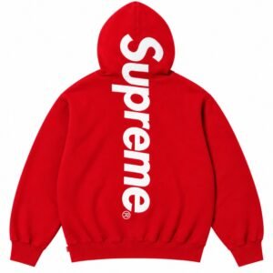 Red Supreme Hoodie Back View