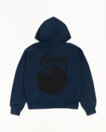 Stussy 8 Ball Zip Hoodie Navy Back