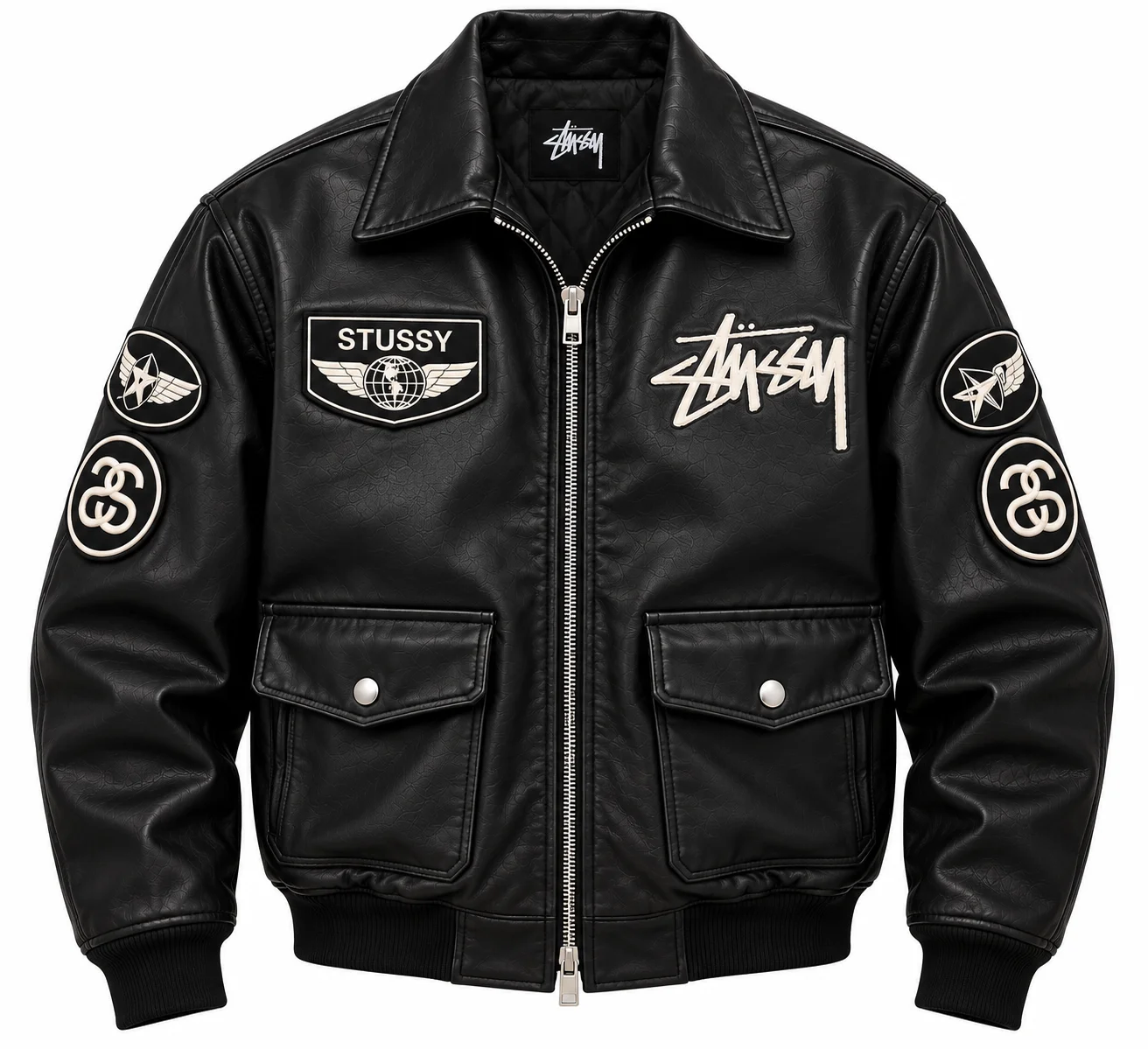 Stussy Flight Leather Jacket | Aviator Jacket – Drake Jacket