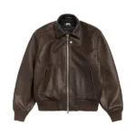 Stussy Flight Leather Jacket Brown