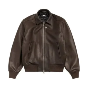 Stussy Flight Leather Jacket Brown