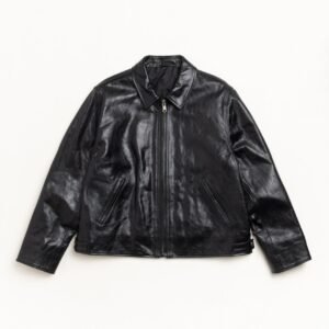 Stussy Garage Leather Jacket front view