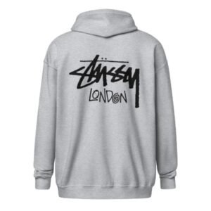 Stussy London Zip Hoodie Grey