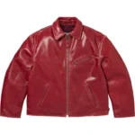 Supreme Distressed Leather Jacket Burgundy