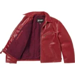 Supreme Distressed Leather Jacket Burgundy Inner