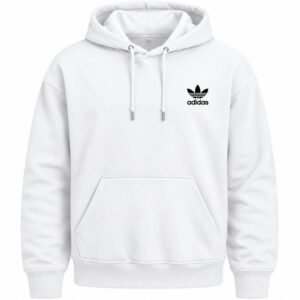White Adidas Hoodie Front View