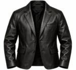 black faux leather blazer