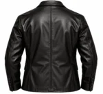 black faux leather blazer back