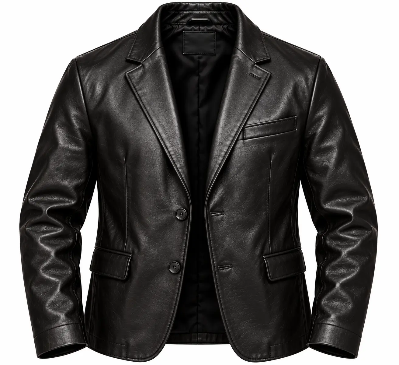 black faux leather blazer