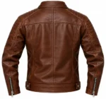 brown leather motorcycle jacket back