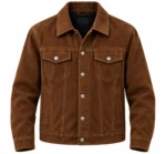 brown suede trucker jacket front