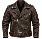 distressed leather jacket