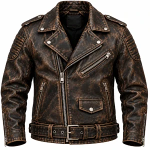 distressed leather jacket