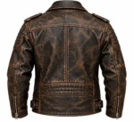 distressed leather jacket back