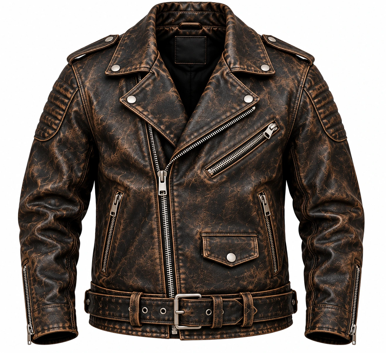 distressed leather jacket