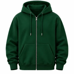 forest green zip up hoodie front