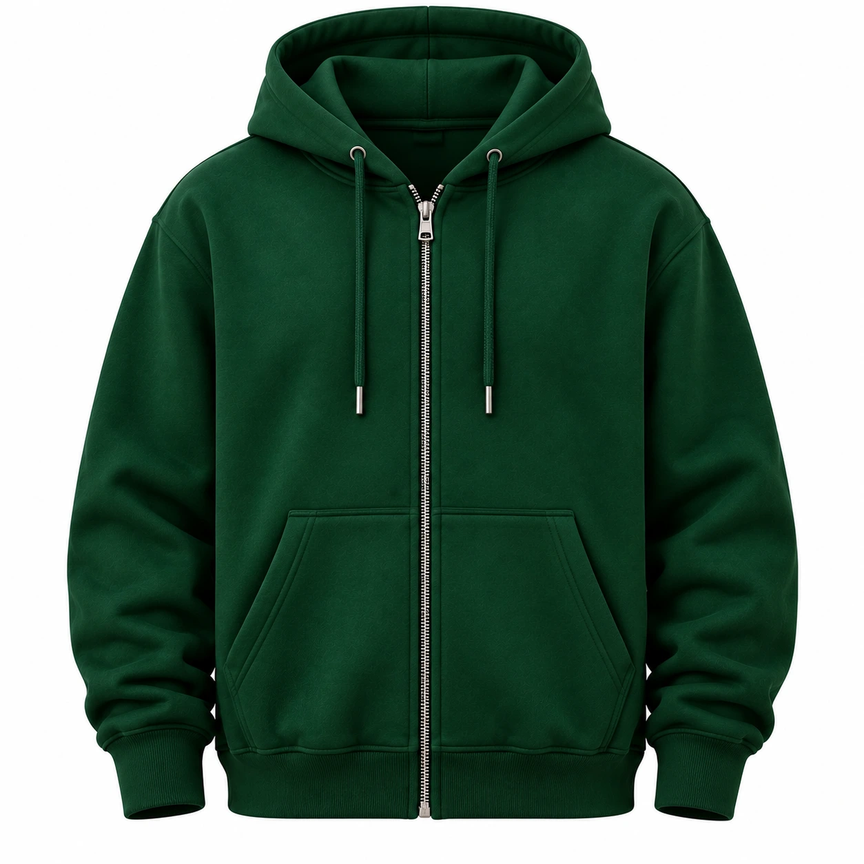 forest green zip up hoodie front