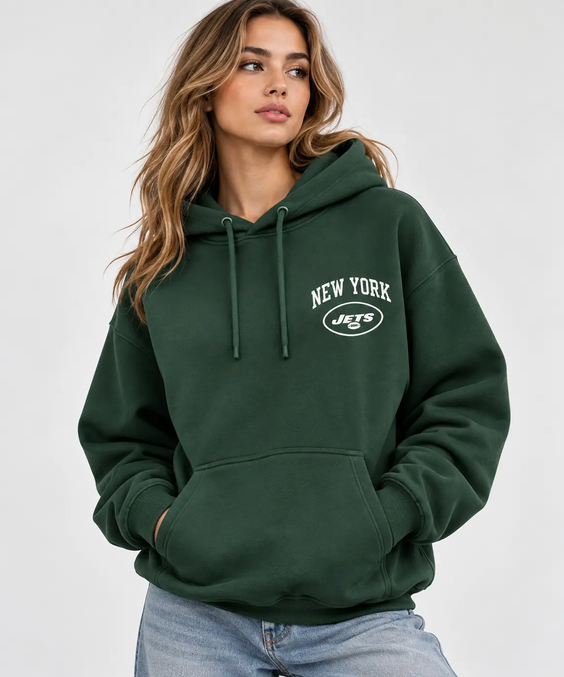 new york jets hoodie front model wear