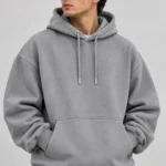 plain grey hoodie model wear front look