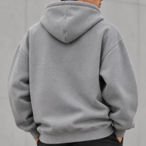 plain grey hoodie model wear front look back look