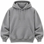 plain grey hoodie model wear front look front