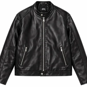stussy cafe racer leather jacket
